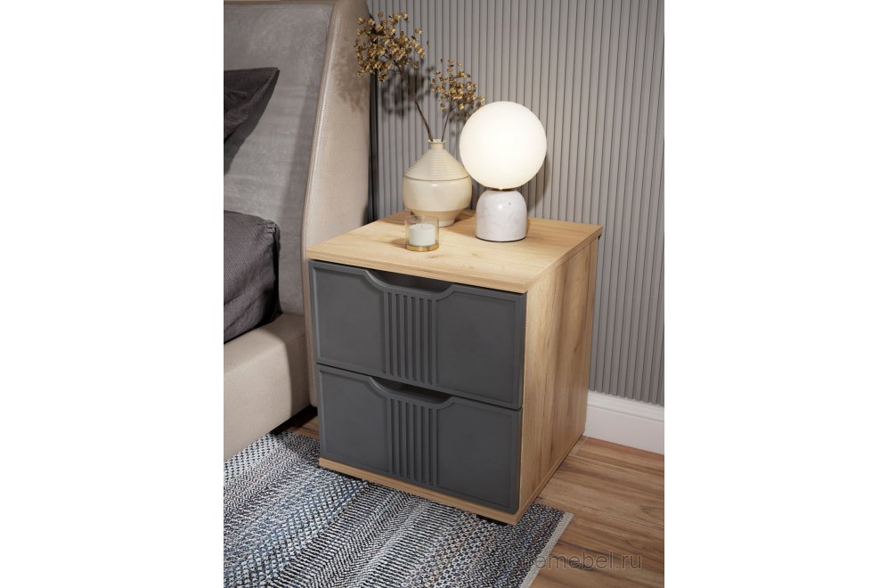 Прикроватная тумба Эмилия ЭЛ-25 дуб крафт золотой / графит