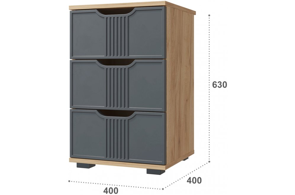 Прикроватная тумба Эмилия ЭЛ-26 дуб крафт золотой / графит