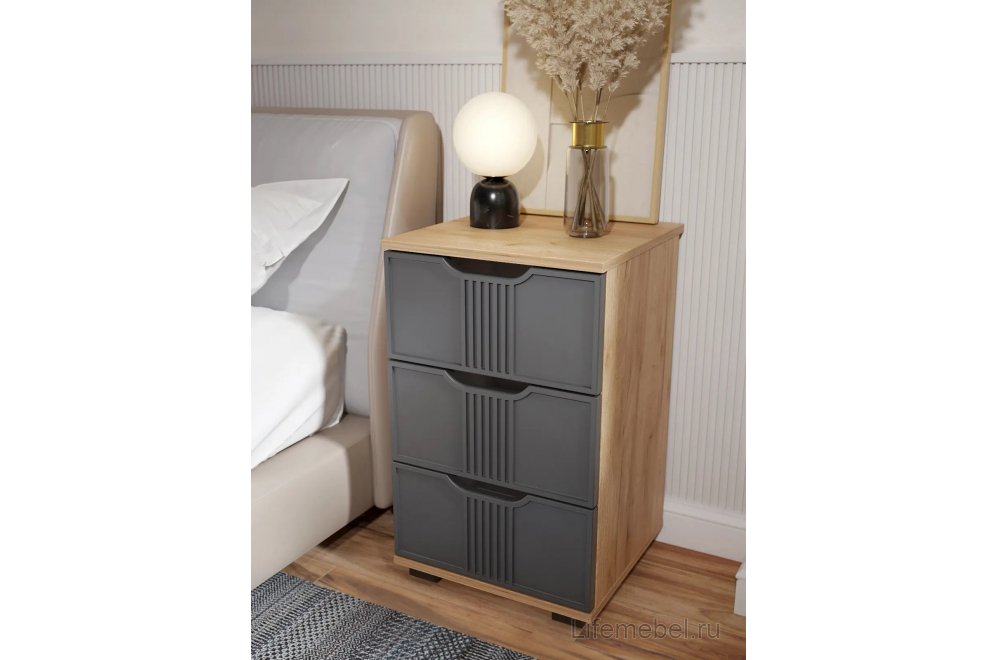 Прикроватная тумба Эмилия ЭЛ-26 дуб крафт золотой / графит