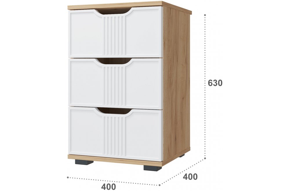 Прикроватная тумба Эмилия ЭЛ-26 дуб крафт золотой / меренга