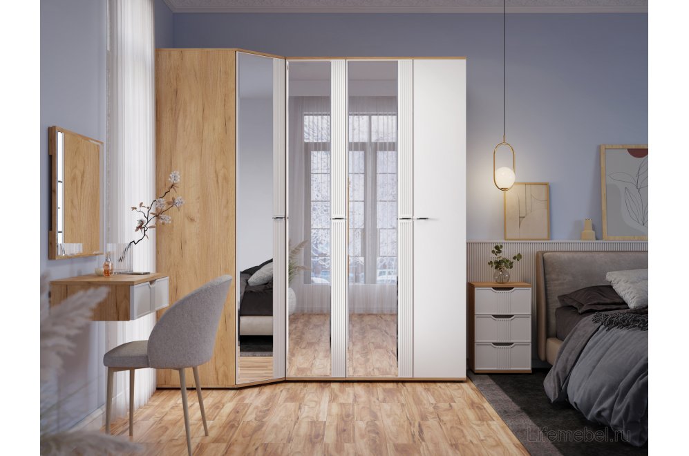 Прикроватная тумба Эмилия ЭЛ-26 дуб крафт золотой / меренга