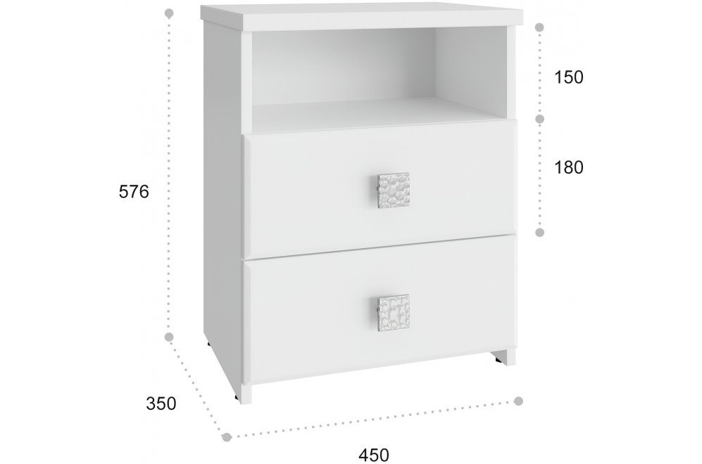 Прикроватная тумба Изабель ИЗ-58К белое дерево
