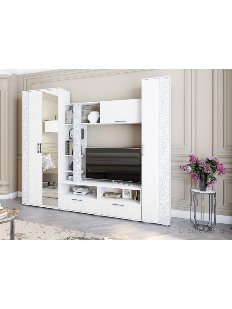 Стеллаж Лагуна 400 ясень белый