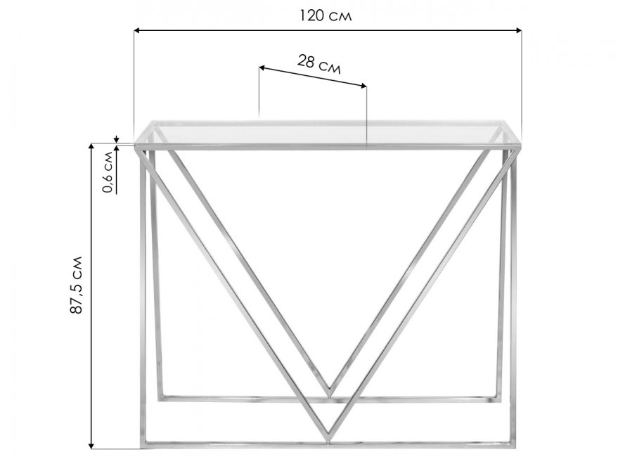 Консольный столик Akur Loft Madrid 1200 белый / прозрачное стекло