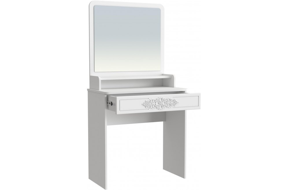Туалетный столик Ассоль Лайт ТСН-1 белое дерево с зеркалом
