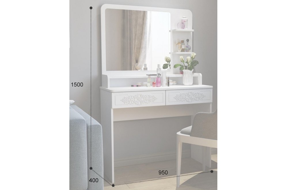 Туалетный столик Ассоль Лайт ТСН-3 белое дерево