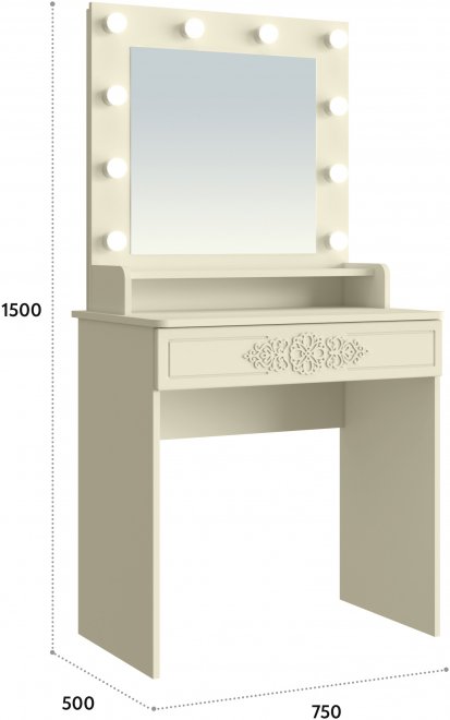 Туалетный столик Ассоль Лайт ТСН-4 ваниль с зеркалом