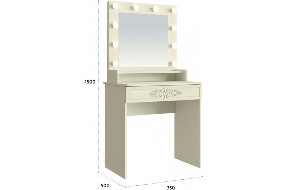 Туалетный столик Ассоль Лайт ТСН-4 ваниль с зеркалом