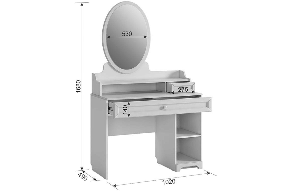 Туалетный столик Белла белый / джелато софт