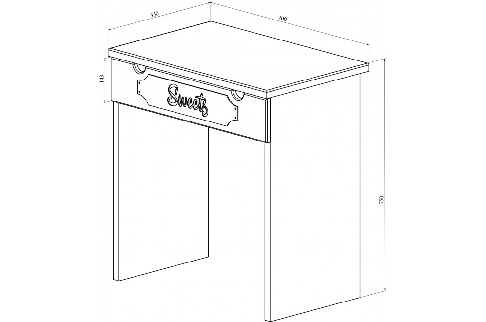 Туалетный столик ДримСтар ДС-1 дуб эвок / дуб сонома темный