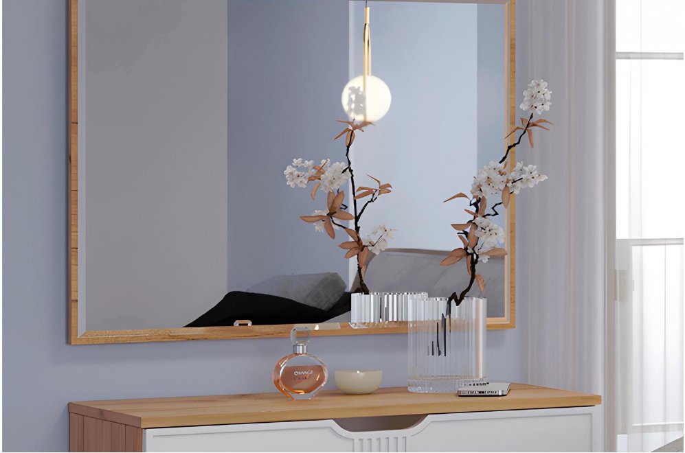 Туалетный столик Эмилия дуб крафт золотой / меренга комплектация 1