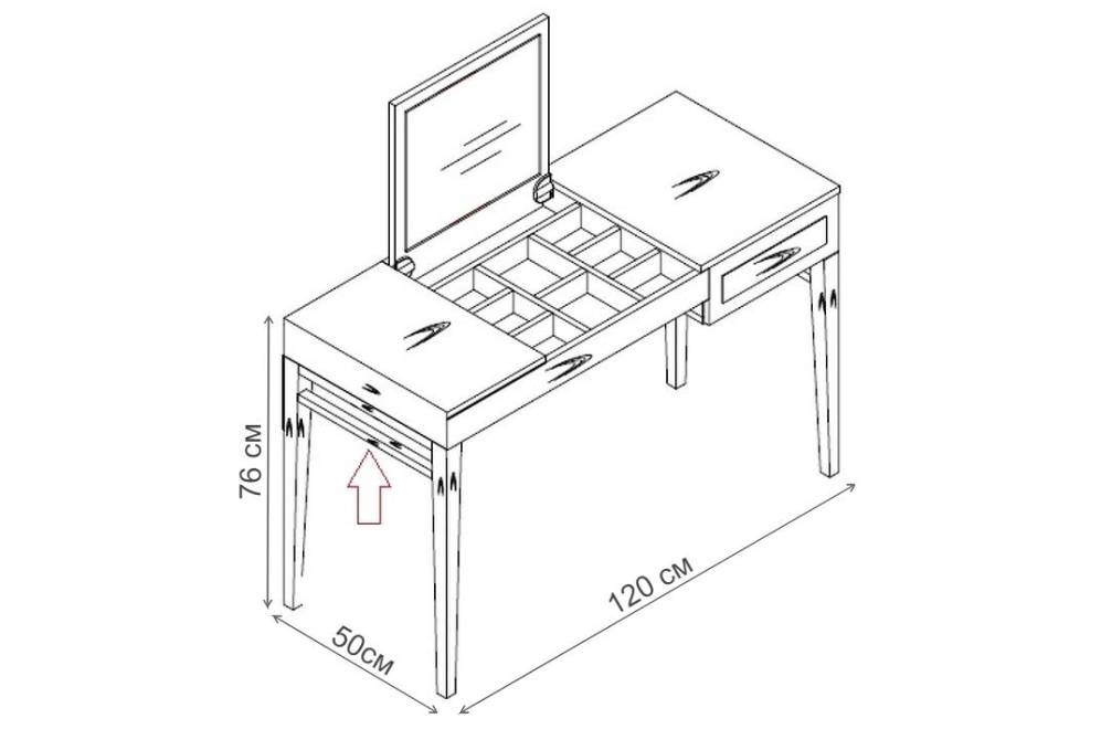Туалетный столик Marbella MDI.LDT.MRB.7 шпон ореха / матовый серо-бежевый лак