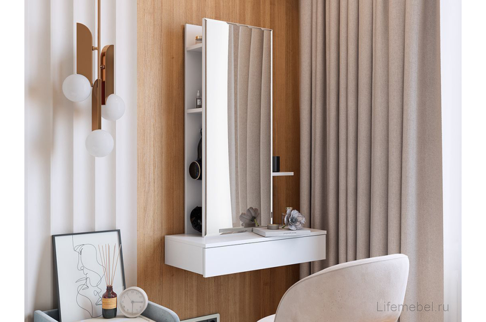 Туалетный столик Мария белый навесной