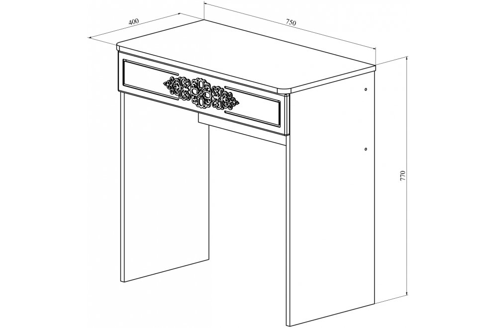 Туалетный столик ТС-15К белое дерево