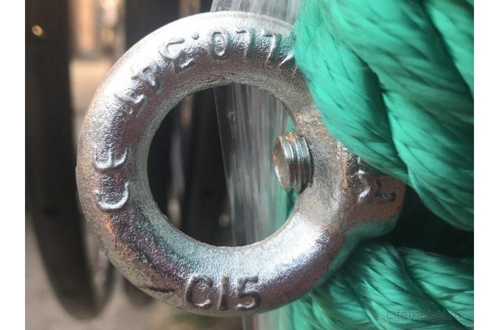 Качели-гнездо HIT100c круглые 100 см на цепях обмотка зеленая / сетка красная