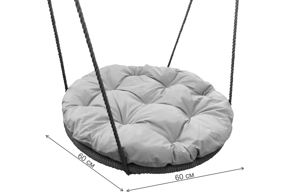 Качели Гнездо серая подушка / мятная оплётка с подушкой 0,6 м с оплёткой