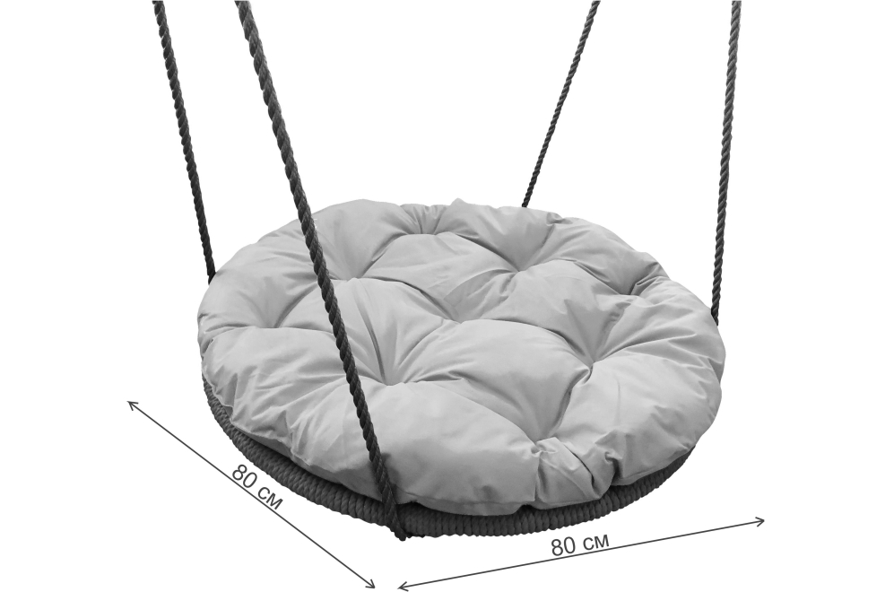 Качели Гнездо серая подушка / мятная оплётка с подушкой 0,8 м с оплёткой