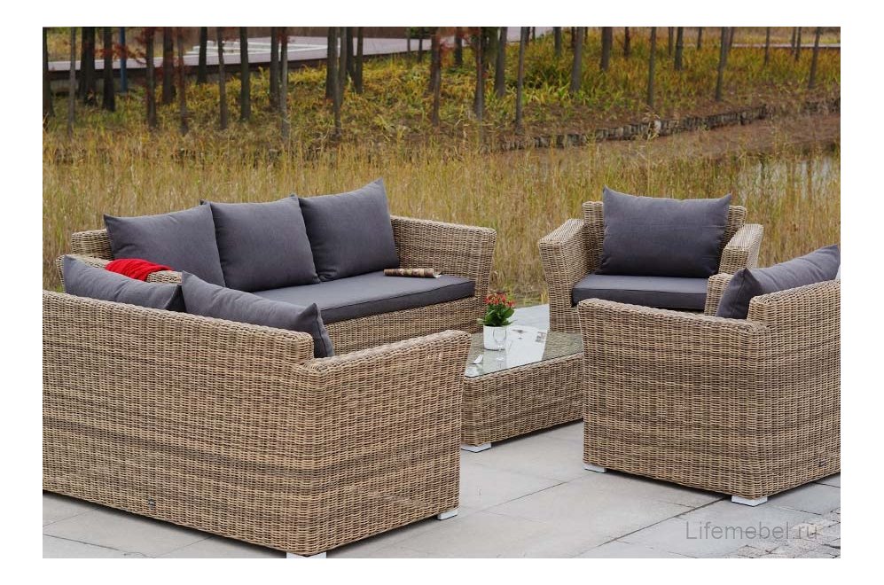 Комплект для отдыха из ротанга Пакора Дабл соломенный