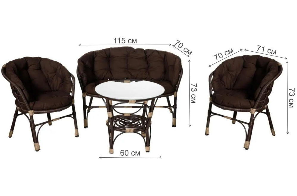 Комплект для отдыха Багама 3+1 из искусственного ротанга