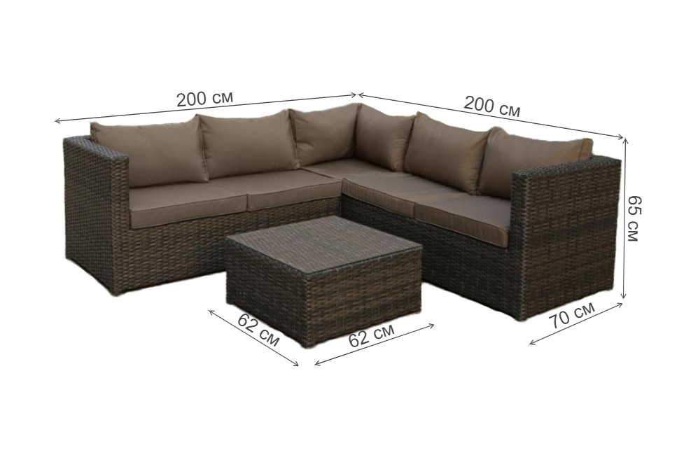 Комплект для отдыха из ротанга YR825A brown / beige