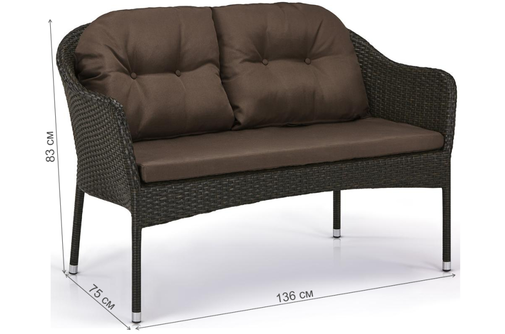 Плетеный диван S54A-W53 Brown
