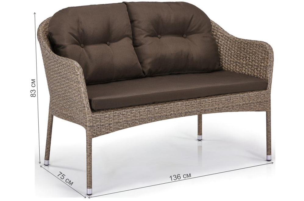 Плетеный диван S54B-W56 Light brown