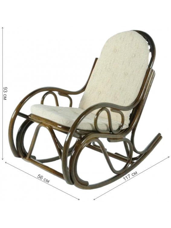 Кресло-качалка из ротанга Calamus Rotan 05/04 с подушкой олива