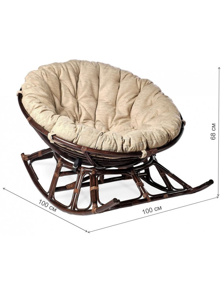 Кресло-качалка Папасан Харли D100 коньячное /  бежевое