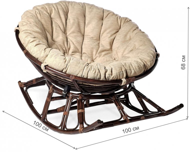 Кресло-качалка Папасан Харли D100 коньячное /  бежевое