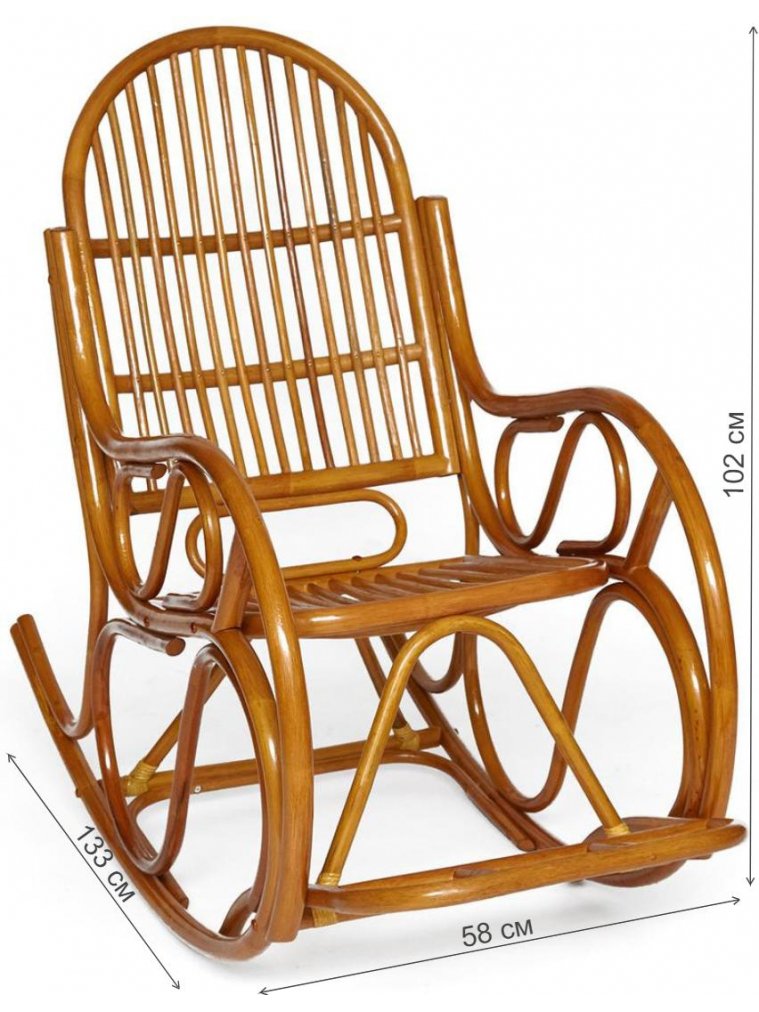 Кресло-качалка Vienna ротанг top quality cognac без подушки