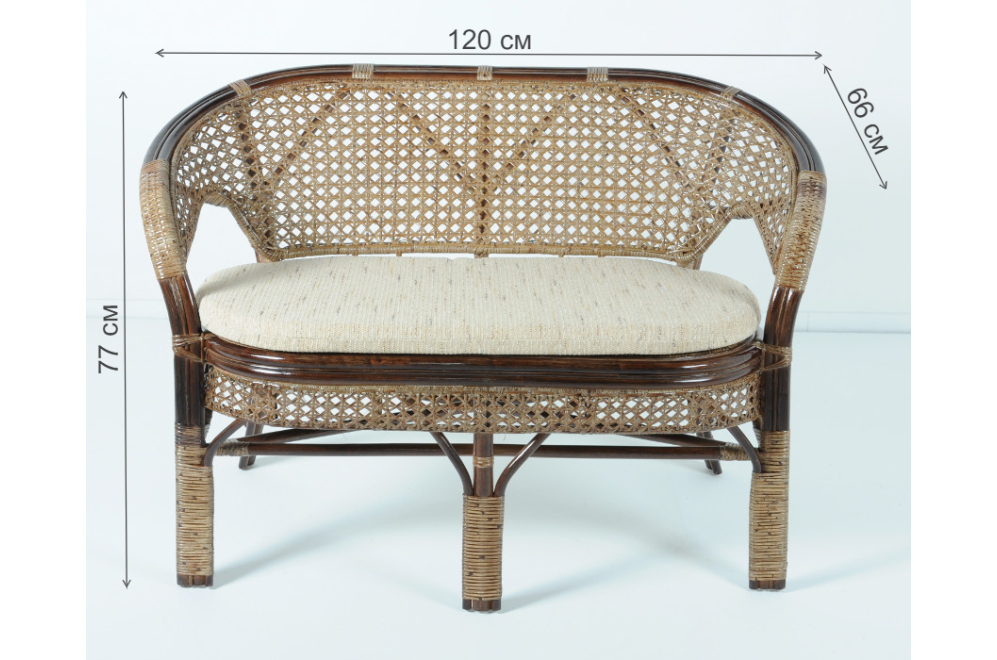 Диван из ротанга 02/15C темный коньяк