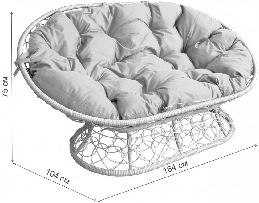 Диван из ротанга Мамасан белый / коричневая подушка