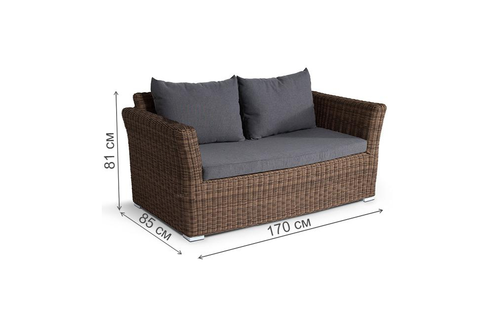 Диван из ротанга Пакора коричневый