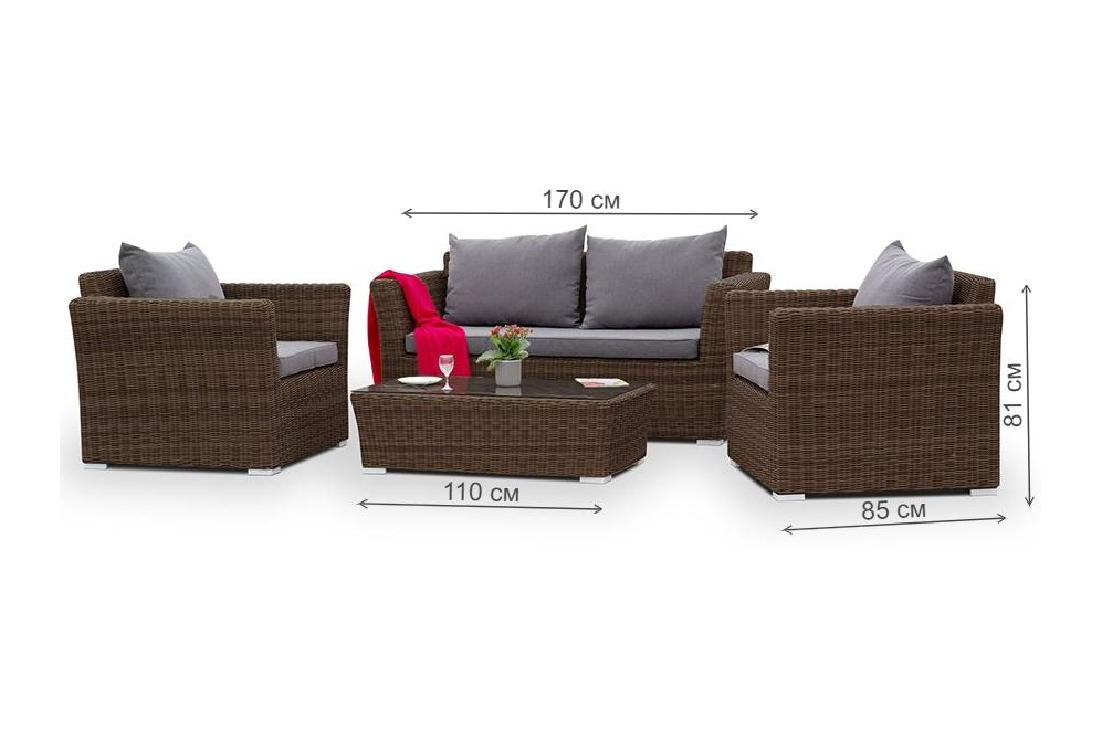 Комплект для отдыха из ротанга Пакора / Капучино Сингл лаунж зона коричневый