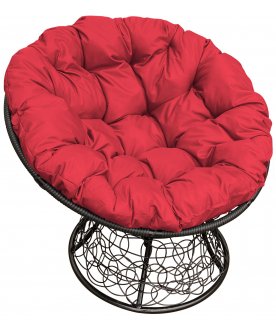 Кресло из ротанга Папасан черный / красный
