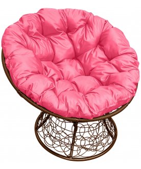 Кресло из ротанга Папасан коричневый / розовый