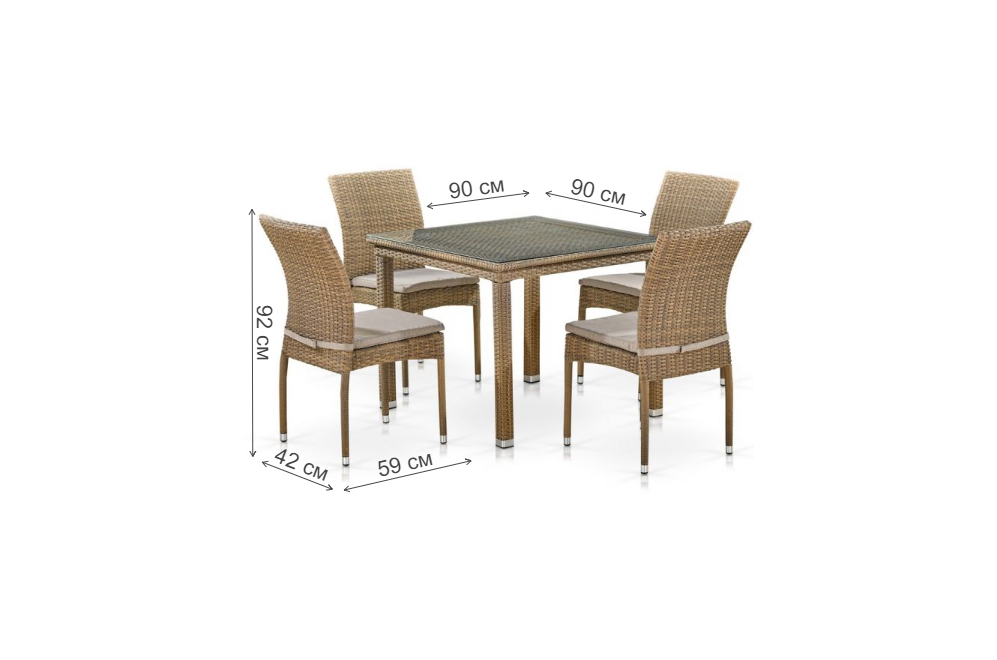 Обеденный комплект из ротанга T257B/Y380B-W65 light brown