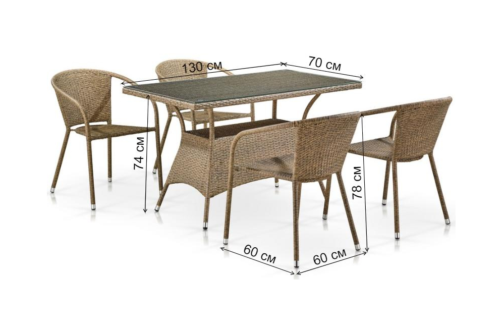 Обеденный комплект T198D/Y137B-W56 4+1 light brown