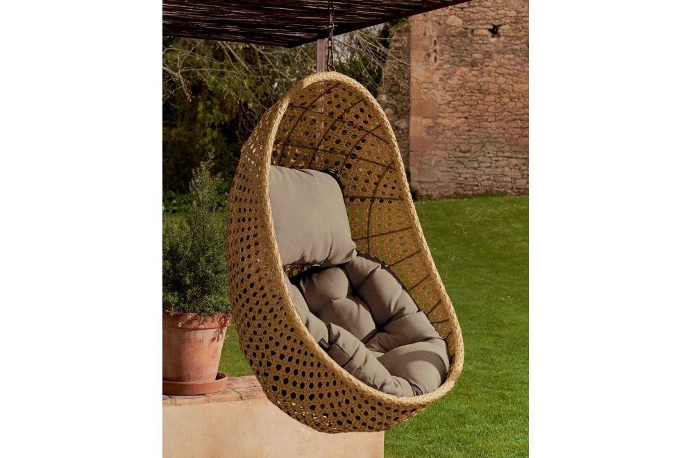 Подвесное кресло Cira серое / натуральное