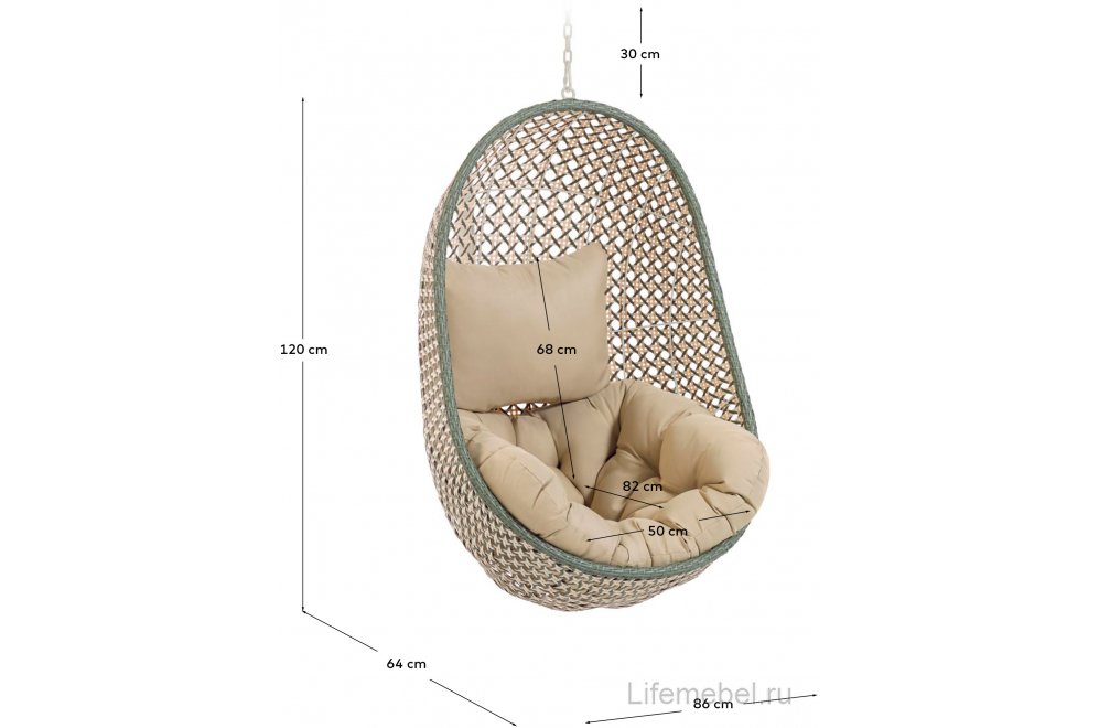 Подвесное кресло Cira зеленое / разноцветное