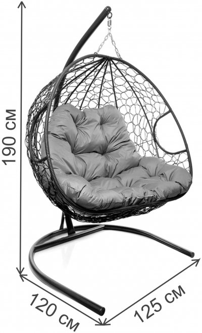 Подвесное кресло Для двоих коричневый / синяя подушка