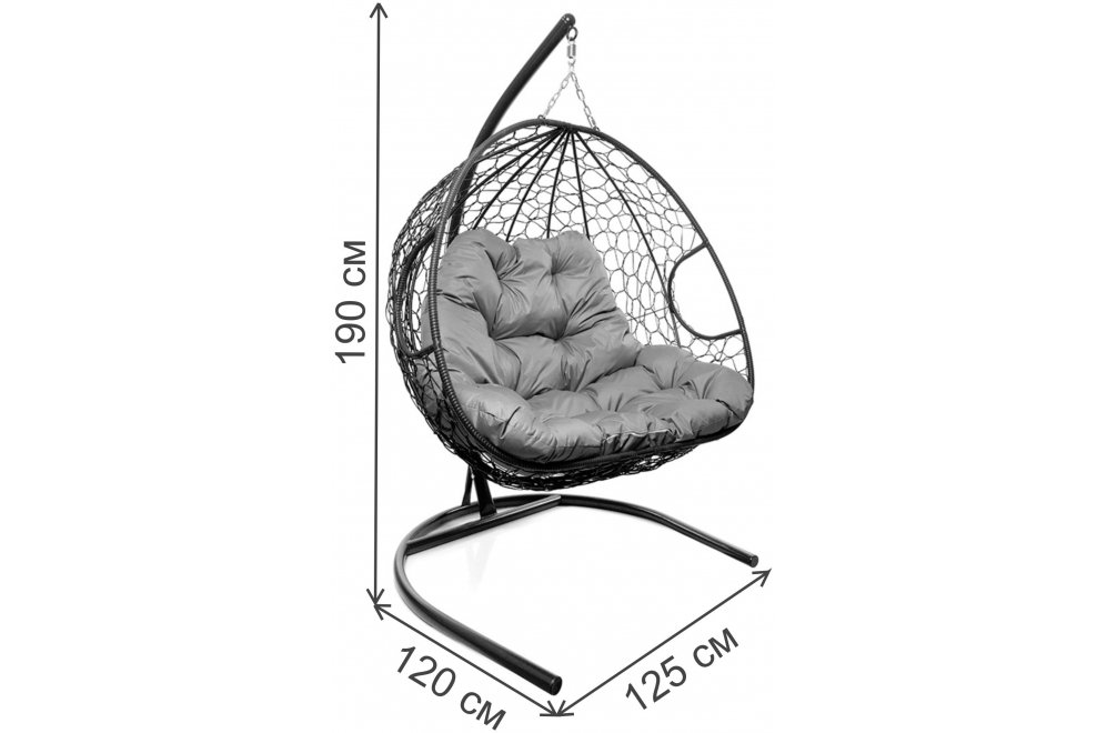 Подвесное кресло Для двоих серый / бежевая подушка