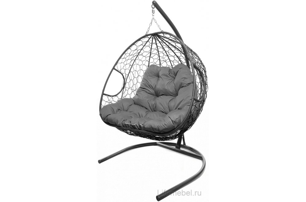 Подвесное кресло Для двоих серый / серая подушка
