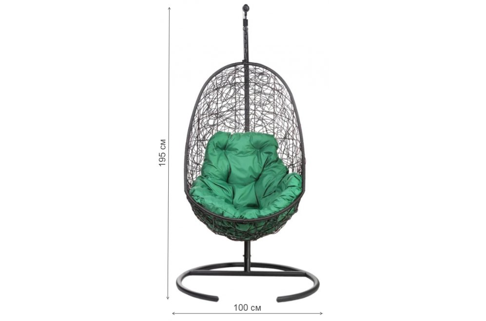 Подвесное кресло Easy с зеленой подушкой