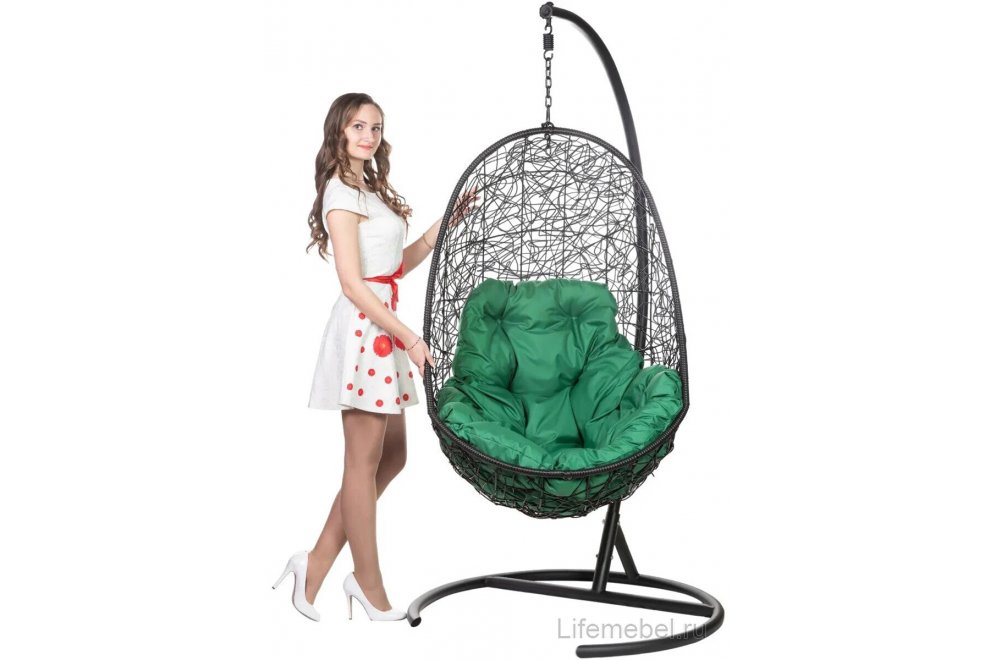 Подвесное кресло Easy с зеленой подушкой