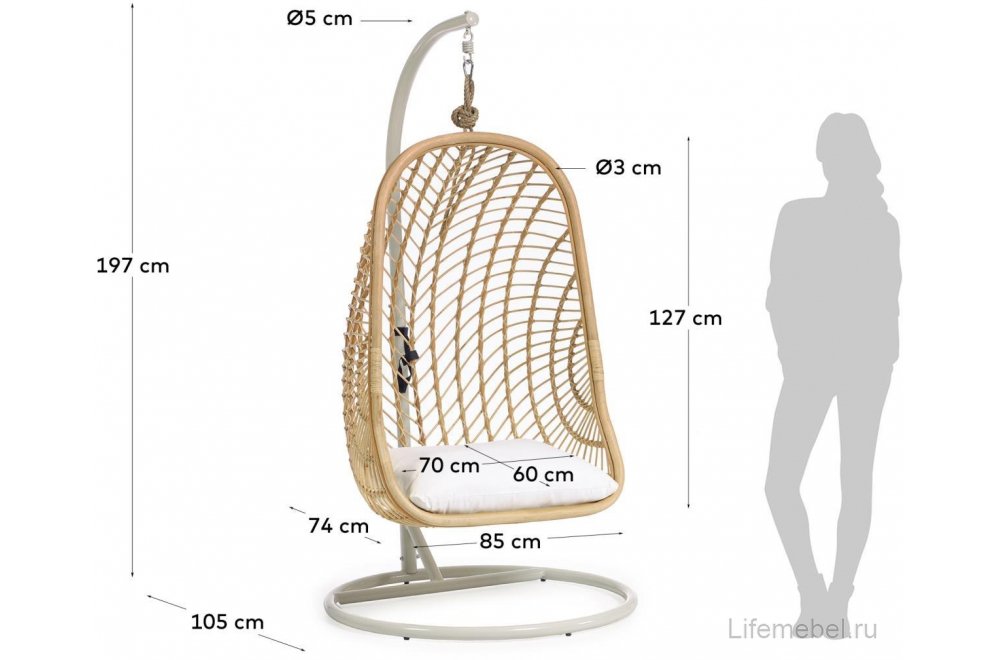 Подвесное кресло Ekaterina светло-серое