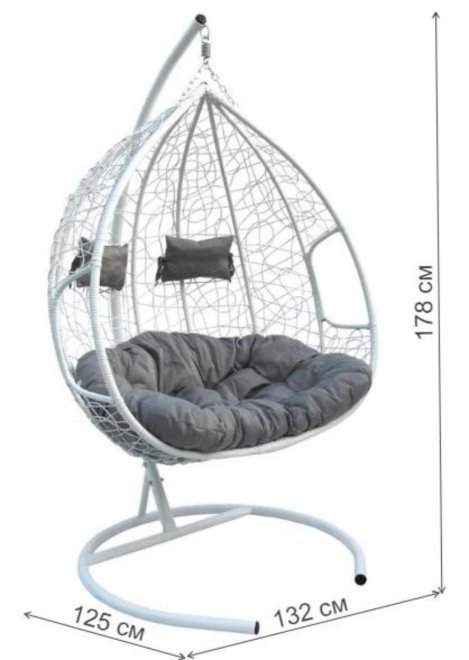 Подвесное кресло Феникс белое / серое