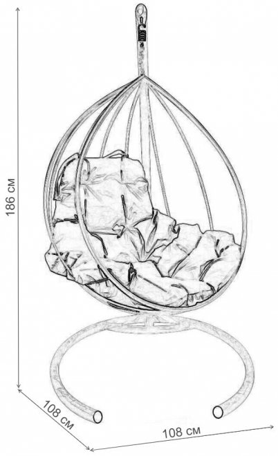 Подвесное кресло Капля белое / голубая подушка