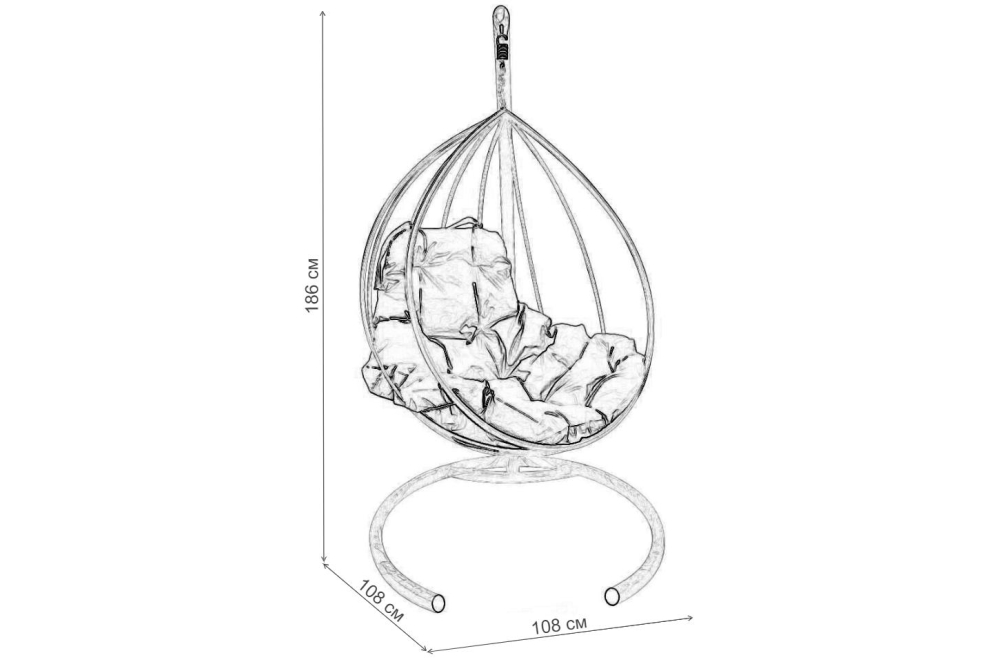 Подвесное кресло Капля белое / оранжевая подушка