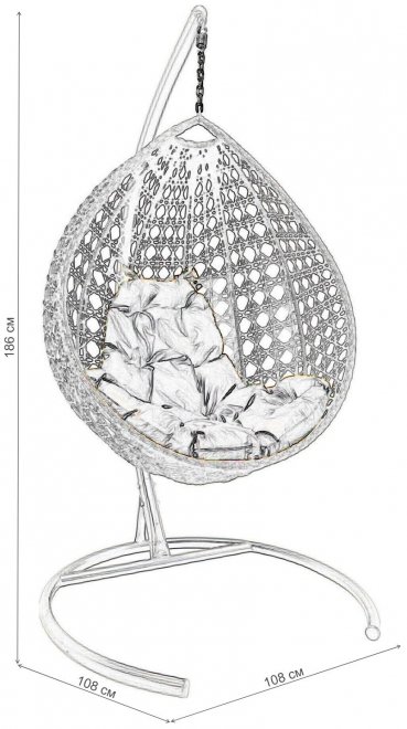 Подвесное кресло Капля Люкс белое / красная подушка